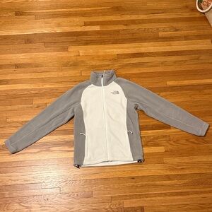 The North Face Gray and White Full-Zip Fleece